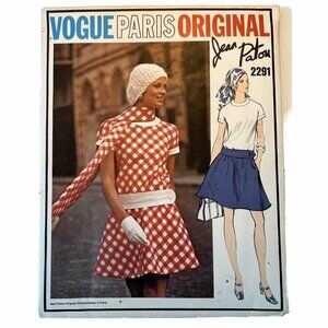 Vogue Paris 2291 Jean Patou Blouson Bodice Dress Contrasts Size 10 Bust 32.5 FF